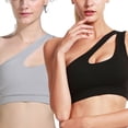 thumbnail image 1 of Ropa interior deportiva de un hombro para mujer, 2 piezas, ropa interior para ejercicio y Yoga, top corto Sexy con soporte medio, 1 of 5