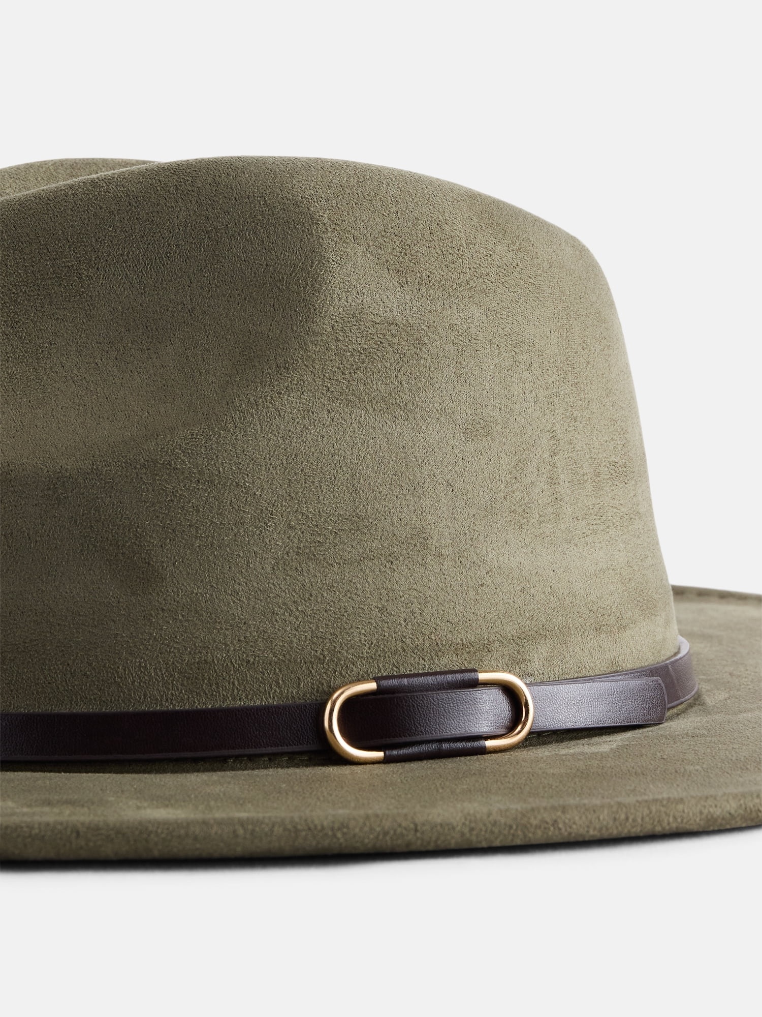 Scenario Women's Faux Suede Fedora with Mix Media Band, Olive