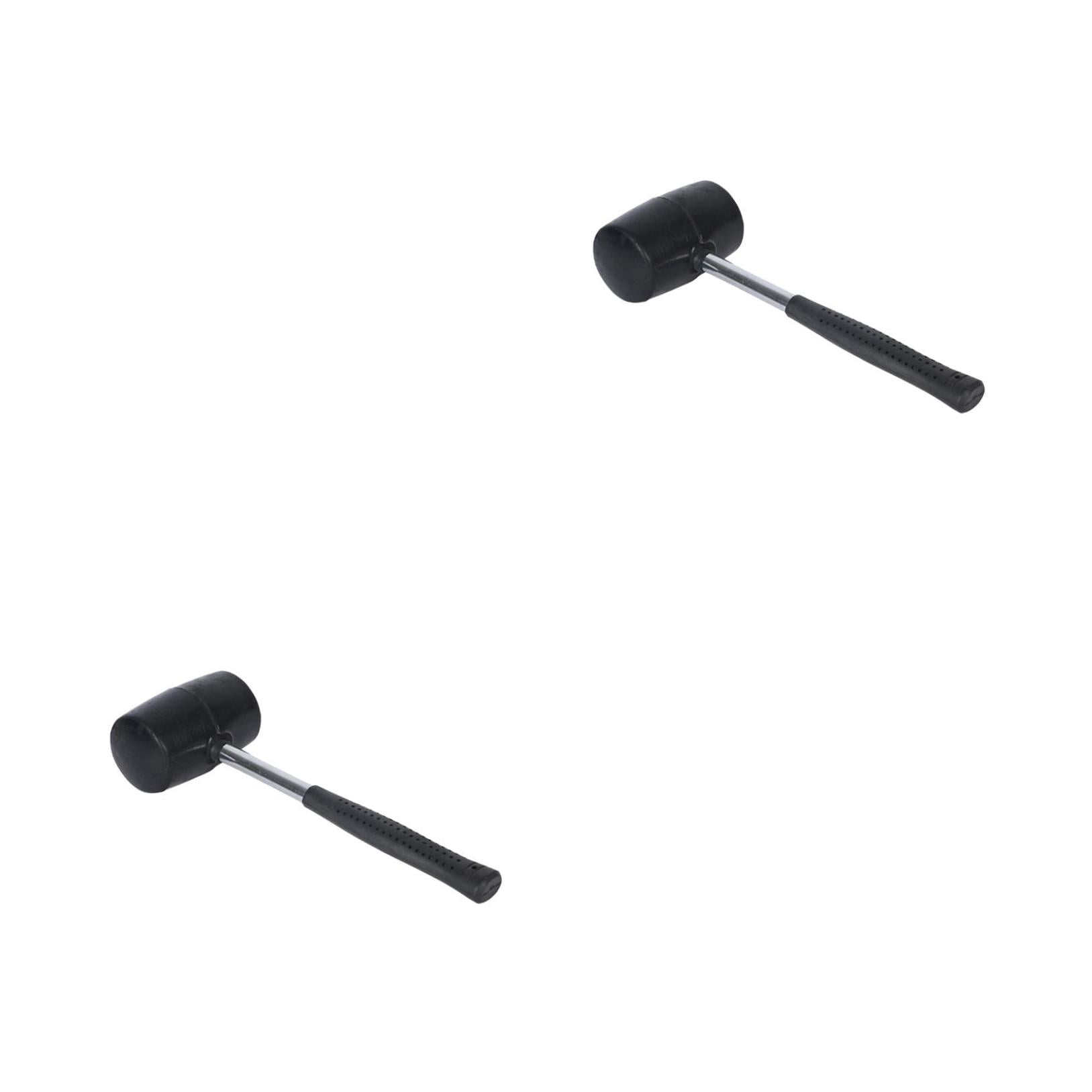 WORGEOUS 2pcs 750g Steel Handle Tile Installation Hammer Practical Rubber Hammer Decoration Tools (Black)