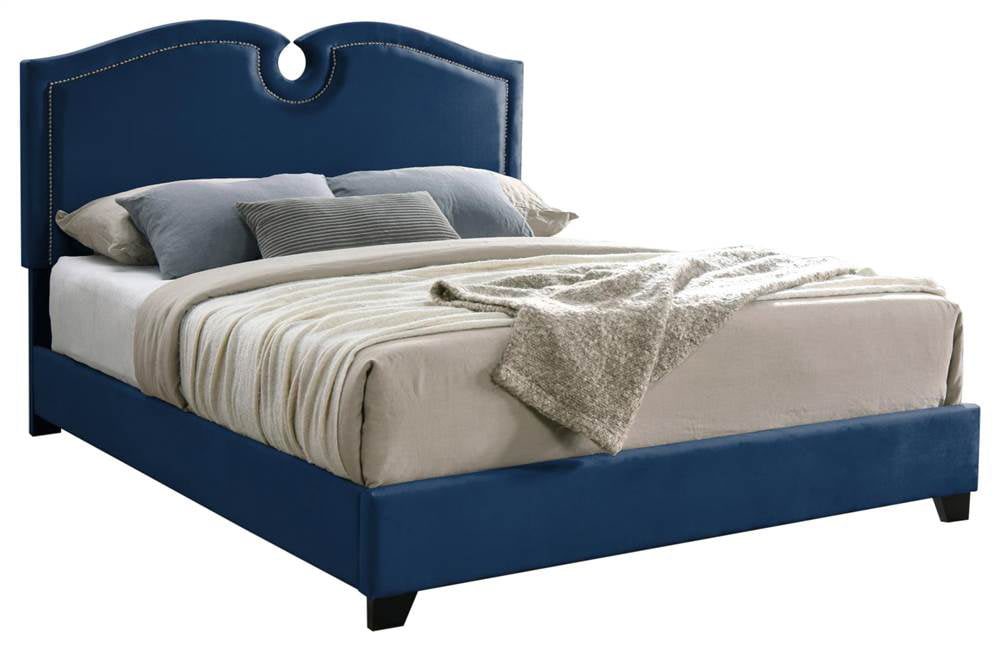 Bedroom Kimberly Nailhead King Bed, Blue