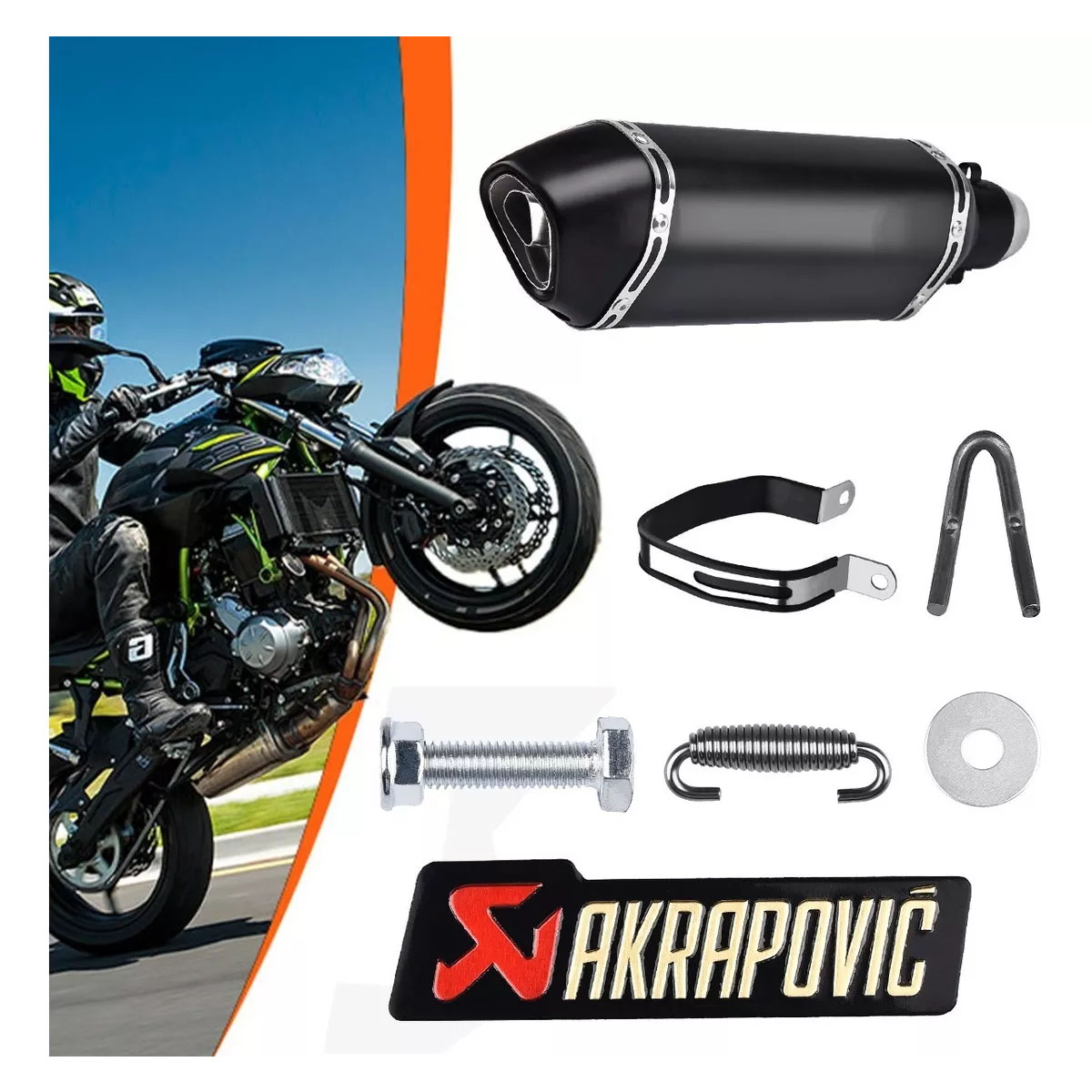 SHAWNICE Exhaust Muffler Carbon Fiber 1.5-2" Inlet with Removable DB Killer for Street/Sport Motorcycles and Scooters with 38-51mm Diameter Exhaust Pipes