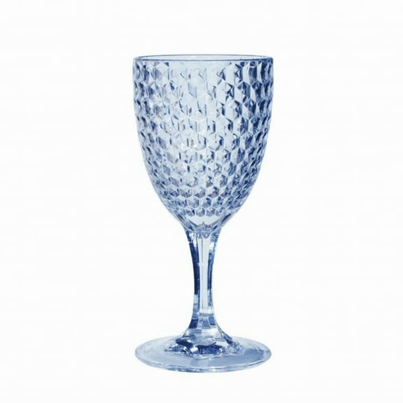 Acrylic Diamond Cut Wine Glass - Blue 12 oz. Set of 4 Blue 12 oz.