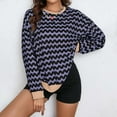 thumbnail image 4 of Women's Casual Sweatshirts Fashion Y2K Wavy Stripes Printed Long Sleeve Shirts Fall Winter Clothing Loose Crewneck Pullover Tops, 4 of 8