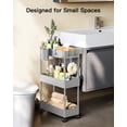 thumbnail image 2 of Organizadores de baño Storage Cart Pipishell Slim de 3 niveles, color gris, 2 of 7