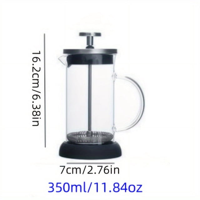 JUNWELL 1pc Classic French Press Coffee Maker - High Borosilicate Glass & Stainless Steel Reusable Filter Manual Operation for Home or Restaurant Use