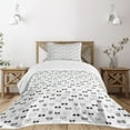 thumbnail image 3 of Ambesonne Cat Quilted Bedspread Set 2 Pcs, Cool Hipster Sunglasses, Twin Size, Black White Pink, 3 of 6