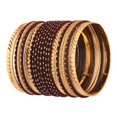 thumbnail image 6 of Efulgenz Indian Bridal Bangle Set for Wedding Gold Tone Engraved Bracelet Bangle with Textured Dotted Dozen Metal Bangles Traditional Indian Bangles for Women Bollywood Fashion Jewelry (20 Pcs), 6 of 6