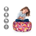 thumbnail image 2 of Geometric Storage Toy Bag Chair, Contemporary Modern Mosaic Pattern with a Vibrant Color Scheme, Stuffed Animal Organizer Washable Bag, Small Size, Pale Orange Magenta, by Ambesonne, 2 of 3