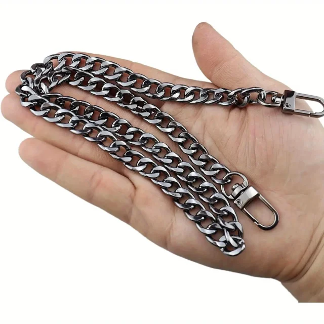 Purse Chain Strap Flat Chain Strap Handbag Chains with Metal Buckles for Wallet Satchel Tote Bags Shoulder Bag Chain Replacement