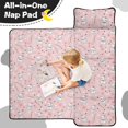 thumbnail image 4 of White Cat and Flower Pink Pattern Teens Toddler Nap Mat with Pillow, Sleeping Mat Bag for Preschool Daycare 59"x22", 4 of 6