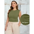 thumbnail image 6 of SHOWMALL Women's Plus Cami Top Sleeveless Ruched Casual Knit Ribbed Layered Basic Tank Top Army Green 4X Shirt Summer Tops Clothes, 6 of 8