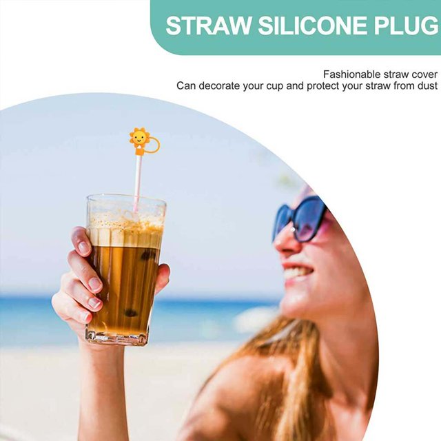 pitrice Straw Plug Reusable Drinking Dust Cap Sealing Tool Waterproof Lovely Glass Cup Accessories Splashproof Plugs Straw Tips Cover Type 1