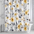thumbnail image 3 of Country Style Shower Curtain for Bathroom Decor, Yellow Flowers Leaves Floral Waterproof Fabric Shower Curtain, 36"x78" Set with 12 Hooks, 3 of 9