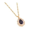 thumbnail image 2 of Latrodar Ladies Fashion Diamond Necklace Water Droplets Crystal Clavicle Chain Pendant Dark Blue Reduced Price, 2 of 3