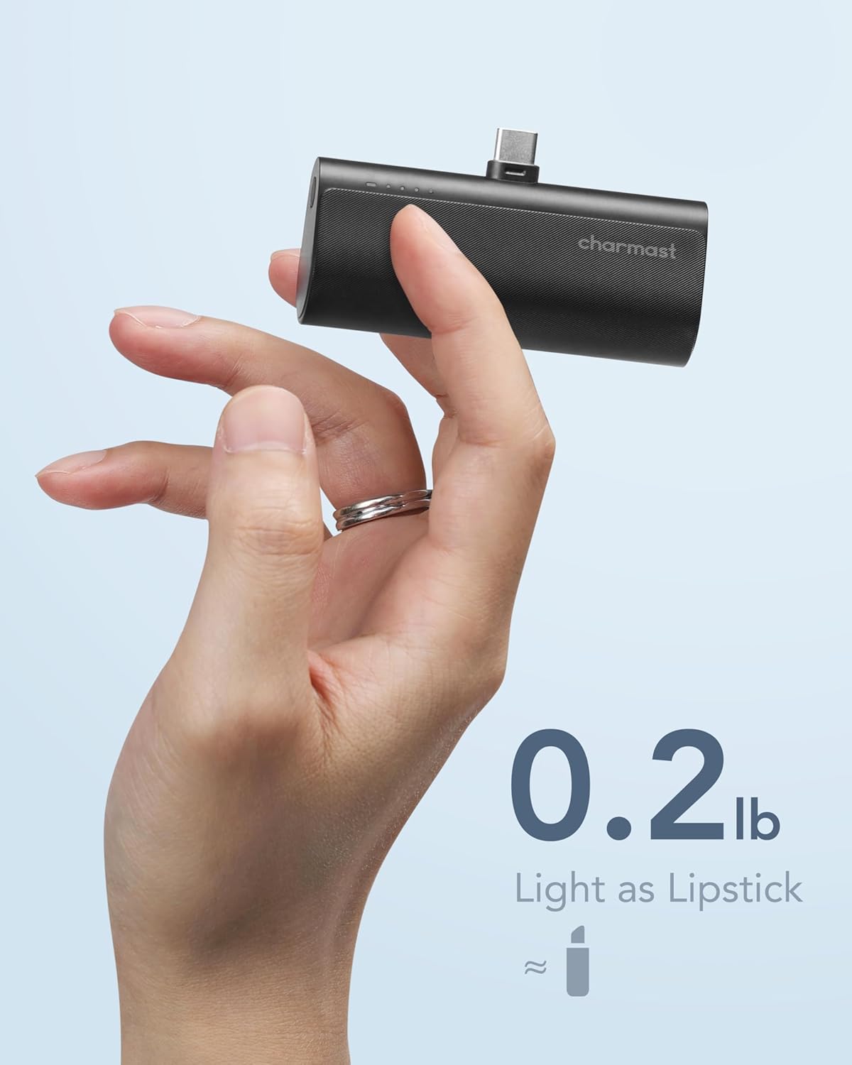 Portable Charger USB C for iPhone 17/16/15, 5000mAh Fast Charging Power Bank with Built-in Type-C Connector, 20W Mini Battery Pack 17/16/15 Series, Samsung S25/S24/S23, and More
