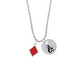 thumbnail image 2 of Delight Jewelry Silvertone Card Suit - Red Diamond Silvertone Script Initial Disc - & - Charm Necklace, 20"+3", 2 of 4
