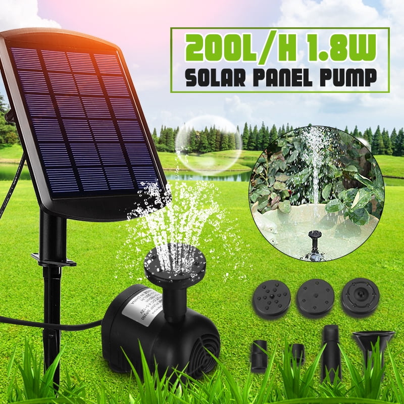 Brushless Solar Water Pump Power Panel Kit Fountain Pool Garden Watering 200L/H 