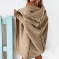 thumbnail image 2 of Lovskoo 2024 Long Cardigans for Women Trendy Long Sleeve Solid Color Medium Long Large Sweater Knitted Hooded Cardigan Coat Khaki, 2 of 7