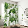 thumbnail image 4 of Shower Curtain Polyester Waterproof with Stereoscopic Tropical Leaf & Flower Print - Water-Repellent Bathroom Curtain with Hooks, Easy Care, 4 of 6