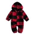 thumbnail image 2 of YHAJDS Girls Boys Winter Fleece Clothes Hooded Romper Snowsuit Footed Jumpsuit, 2 of 9