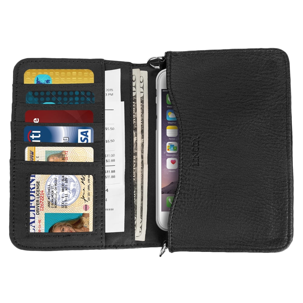 Women's Wallet Clutch Ideal for Daily, Travel, Business, And Personal Use Fits Universal Large Smartphones (Black/Gold)