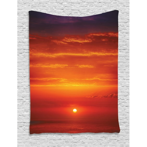 Ocean Decor Wall Hanging Tapestry, Sunrise Over The Sea In The Morning Shoreline Natural ...