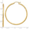 thumbnail image 4 of 10K Yellow Gold Diamond-Cut 2Mm Round Tube Hoop Earrings (Width 2) (Length 45) - Jbsp, 4 of 5