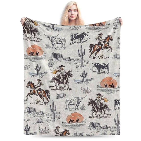 Western Blanket, Soft Cowboys Blanket for Young Adults 50x40