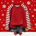 thumbnail image 5 of Enjoytime Casual Tops for Women Striped Patchwork Long Sleeve Crewneck Sweatshirt Fashion Loose Trendy Pullover Sweatshirts Red XXL, 5 of 5