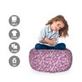 thumbnail image 2 of Floral Storage Toy Bag Chair, Continuous Pattern with Monochrome Flowers on Thin Branches, Stuffed Animal Organizer Washable Bag, Large Size, Pale Purple and Cream, by Ambesonne, 2 of 3