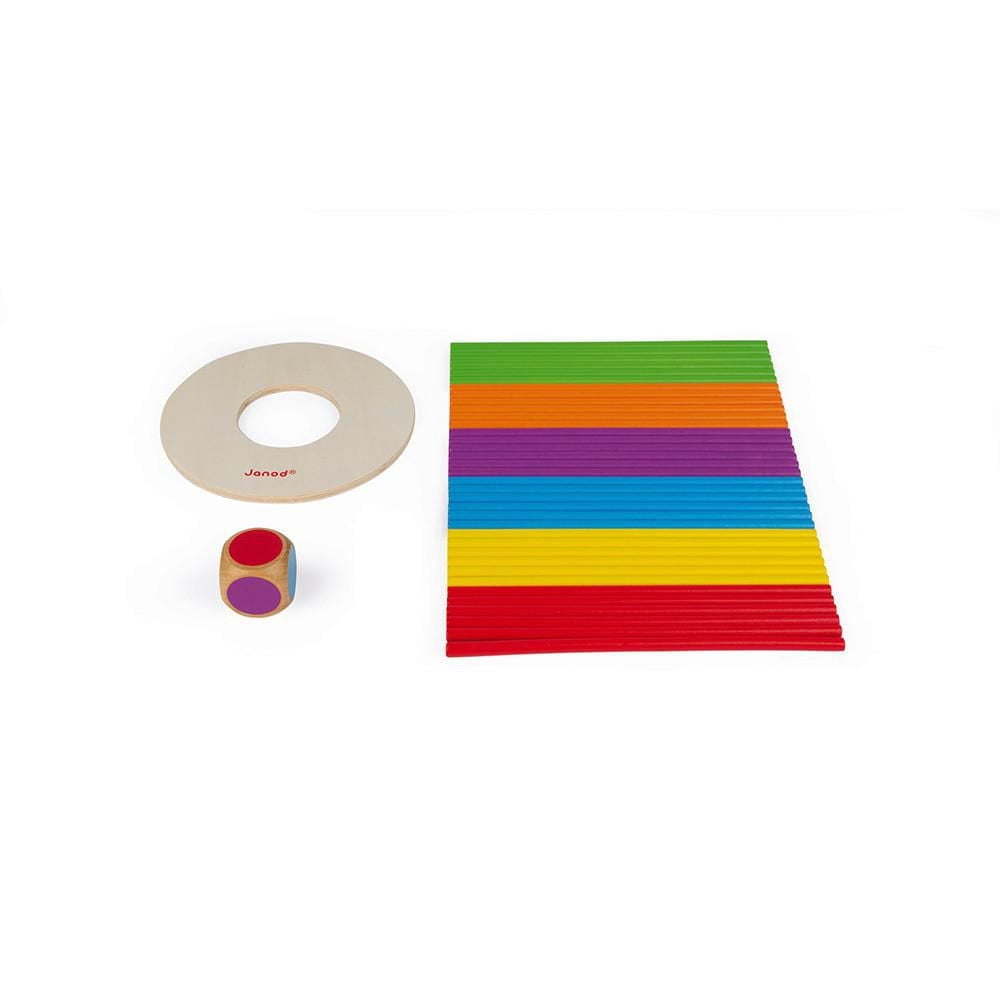 Janod - Crazy Sticks - Wooden Table Game - Skill and Strategy Challenge - For Children aged 3 Years Old and Up - 1 - 6 Players - Multilingual - J02695