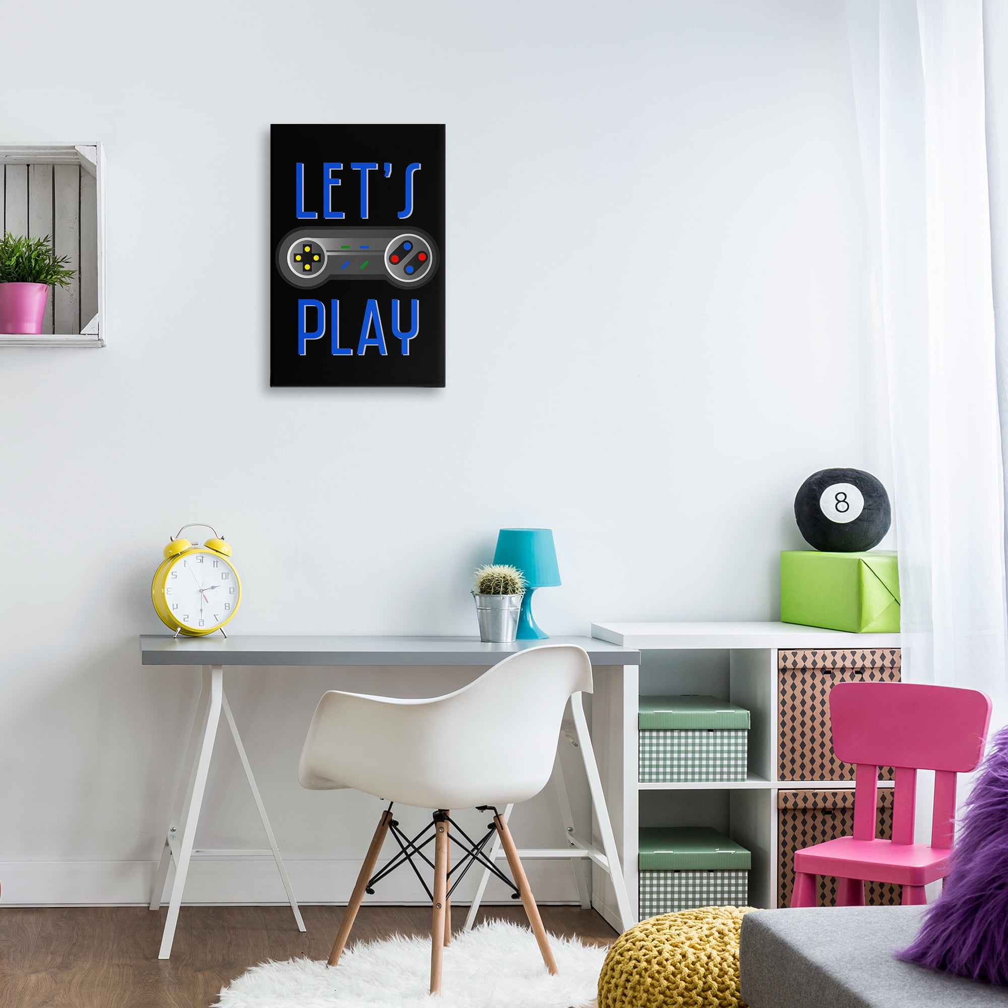 Stupell Industries Vintage Lets Play Games Typography Painting Gallery Wrapped Canvas Art Print Wall Art, 16 x 24