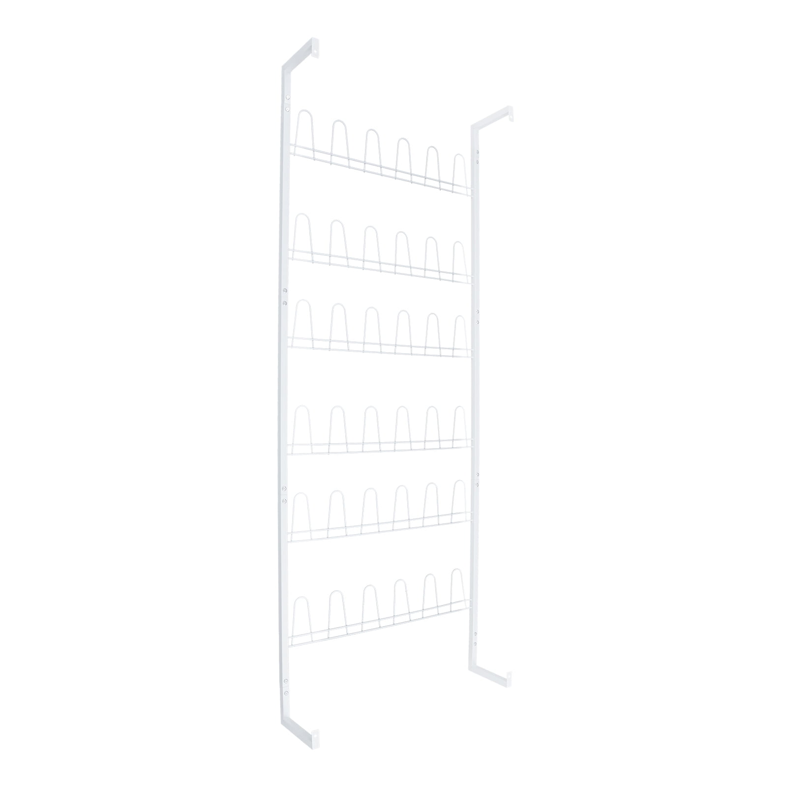 6 Tiers Metal Shoe Organizer, Wall Mounted Shoe Rack, Metal Hanging Shoe Rack White