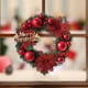 thumbnail image 5 of Corona de Navidad artificial de 12 pulgadas para colgar en la puerta | Hojas de Plata Dorada de Bayas Rojas | Tela de plástico duradera | Decoración navideña para el hogar con acento festivo |, 5 of 6