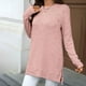 thumbnail image 4 of Heisall Women's Autumn Winter Tops Long Sleeve Solid Color Jacquard Pattern Round Neck Loose Split Hem Casual Fashion Blouses, 4 of 7