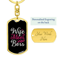 thumbnail image 3 of Boss Mom Wife  Stainless Steel or 18k Gold Premium Swivel Dog Tag Keychain, 3 of 17