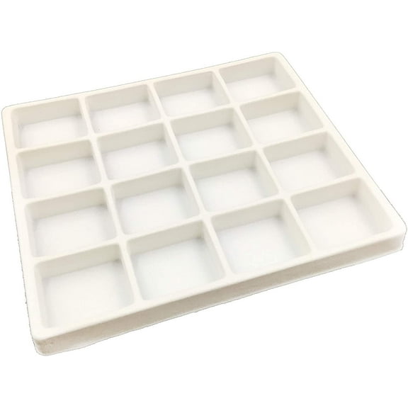 N'icePackaging - 16 Slot 1 5/8" x 1 3/8" Flocked Storage Tray Inserts - for Merchandise Jewelry & Organization - 6 3/4" x 7 5/8" x 1/2"
