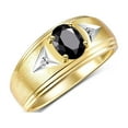 thumbnail image 3 of RYLOS Men's Rings 14K Yellow Gold Classic 8X6MM Oval Gemstone &  Diamond Ring Onyx October Birthstone Rings For Man Gold Rings Size 11, 3 of 7