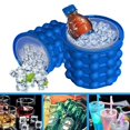 thumbnail image 3 of Máquina para hacer hielo Vhermosa cubeta de silicona con tapa enfriador azul para whisky cócteles, 3 of 6