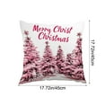 thumbnail image 2 of Darzheoy Pink Christmas Pillow Cover with Santa Snowman Tree Print for Home Bedroom Decorative Cushion Holiday Decor, 2 of 6