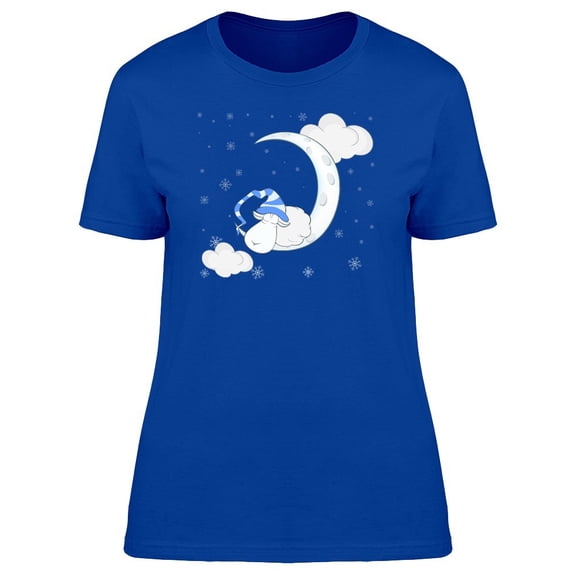 Cute Sheep Sleeping On The Moon Tee Women's -Image by Shutterstock