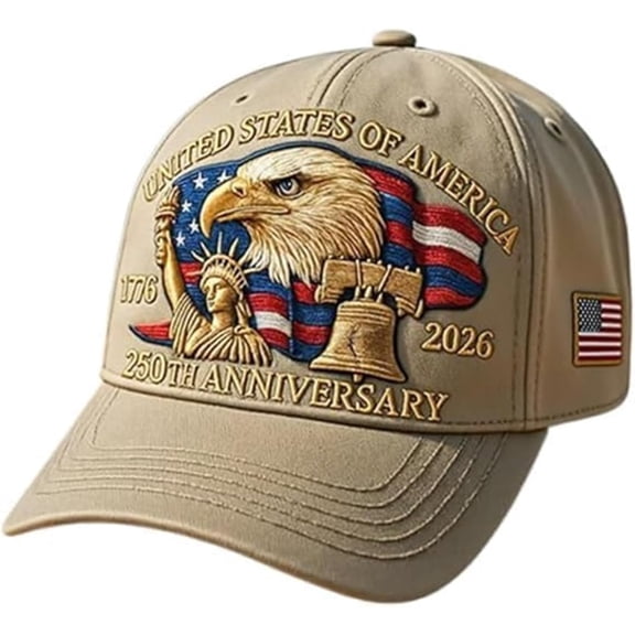 Eagle – United States 250th Anniversary Cap, Adjustable Patriotic Baseball Cap, US 250th Anniversary Tribute Retro Washed Hat