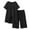 Black, variant on Summer Iyufng Linen Shorts Set Women,Summer Shorts Sets Plus Size 2 Piece Outfits,Solid Color Cotton and Linen Round Neck Split Five Part Pants Set,S-2XL