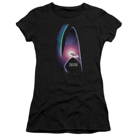Star Trek Generations(Movie) Junior Women's Sheer T-Shirt Black