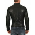 thumbnail image 2 of Black Leather Riding Jacket Mens With Snap Collar And Multiple Zippered Pockets Cafe Racer Biker Jacket Mens Black Leather Motorcycle Jacket size XXXS, 2 of 4