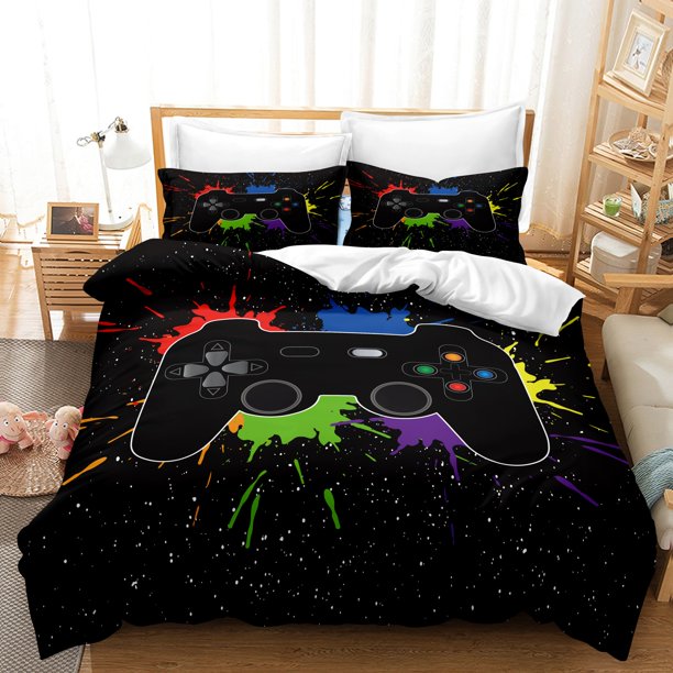 Gaming Bedding Sets for Boys,Gamer Comforter Cover Set Queen Size,Child