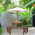 thumbnail image 2 of GVN Picnic Tables for Backyard,6 Person Wooden Picnic Table Set with Bench and Umbrella Hold, 2 of 10