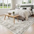 thumbnail image 3 of Boho Vintage Round Rug ft- Faux Wool Dreely Washable Area Rug Small Distressed Throw Rugs Floor Carpet for Door Mat Entryway Bedrooms Laundry (Round - ; Diameter Border ), 3 of 6