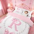 thumbnail image 3 of meiyoeat Fashion Women Pearl Necklace Twin Duvet Cover,Girly Bowtie Monogrammed R Twin Bedding For Kids,Pink Reversible,2 Pieces(No Comforter), 3 of 6