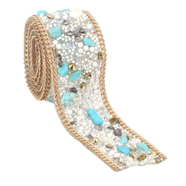 veasfak Homyl Gravel Diamond Ribbon Colorful Sewing Embellish Green